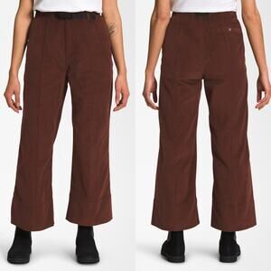 The North Face Corduroy Easy Pant Dark Oak Brown Wide Leg Adjustable Belt Size M